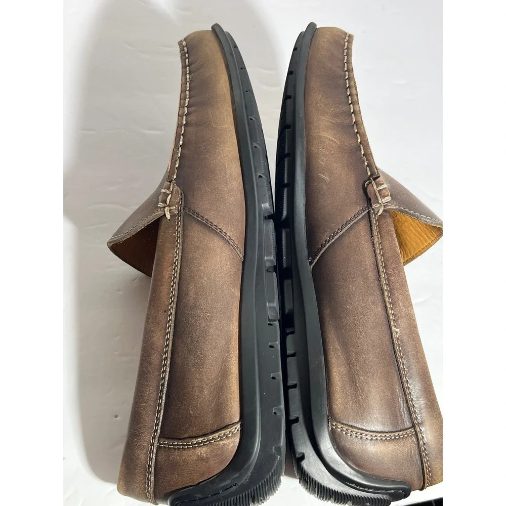 ECCO Mens Brown Leather Handsewn Loafers Slip On Driving Shoes Size 43 9 9.5